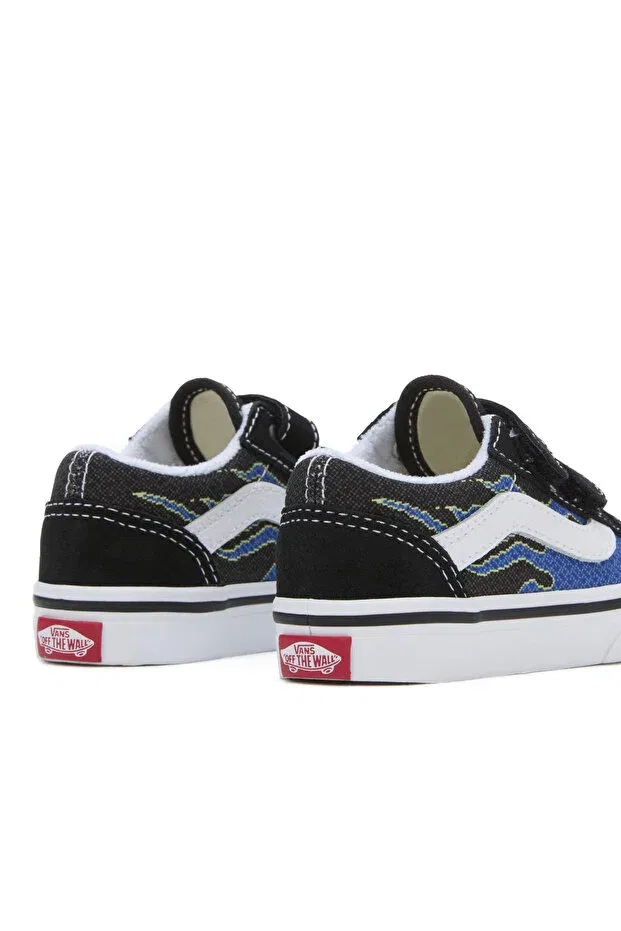Детские кроссовки для девочек с липучкой Old skool v kids sneakers Vans, Black — фото 4