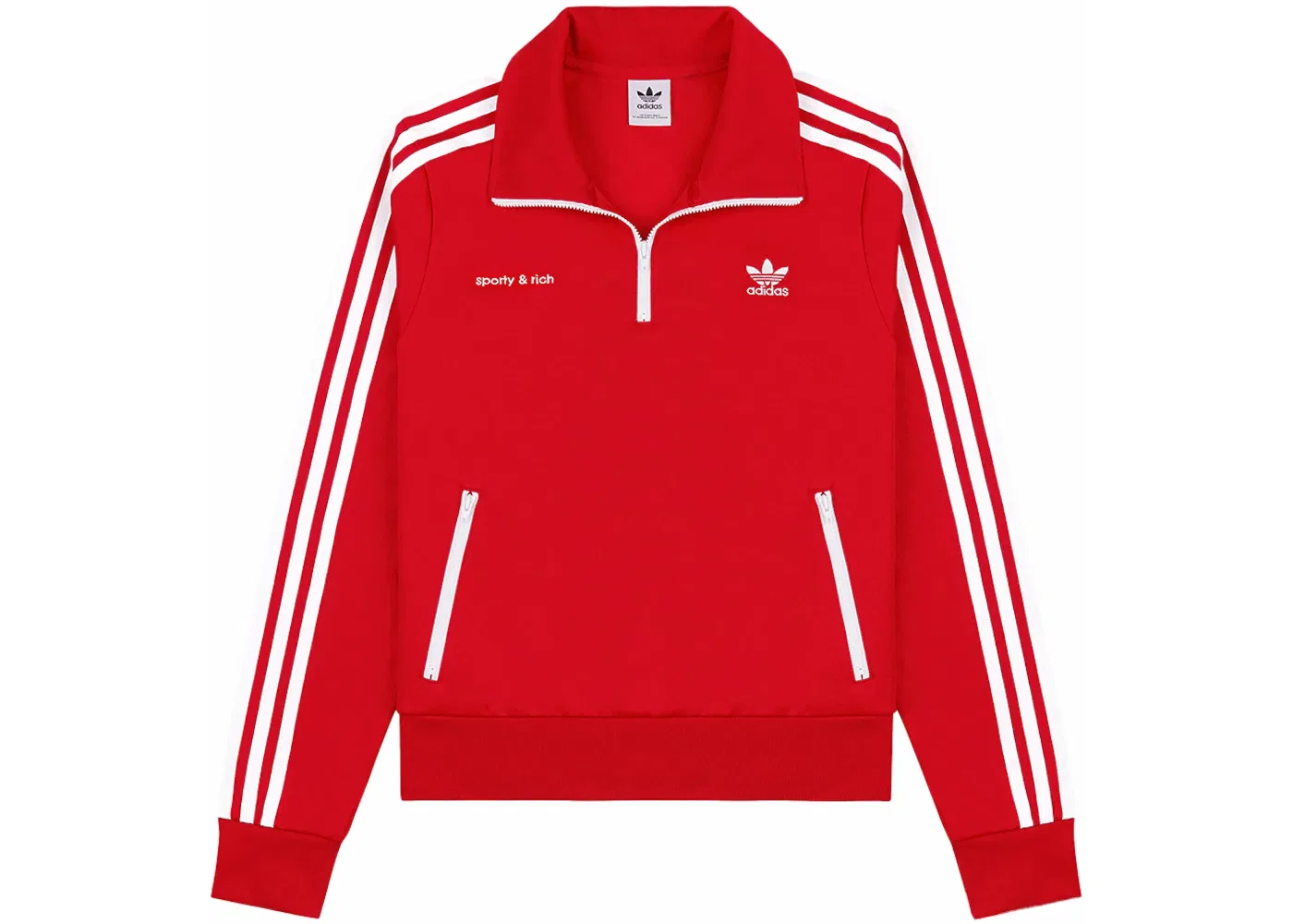 Женская куртка с четверть-застежкой-молнией Adidas, Sports Red/White