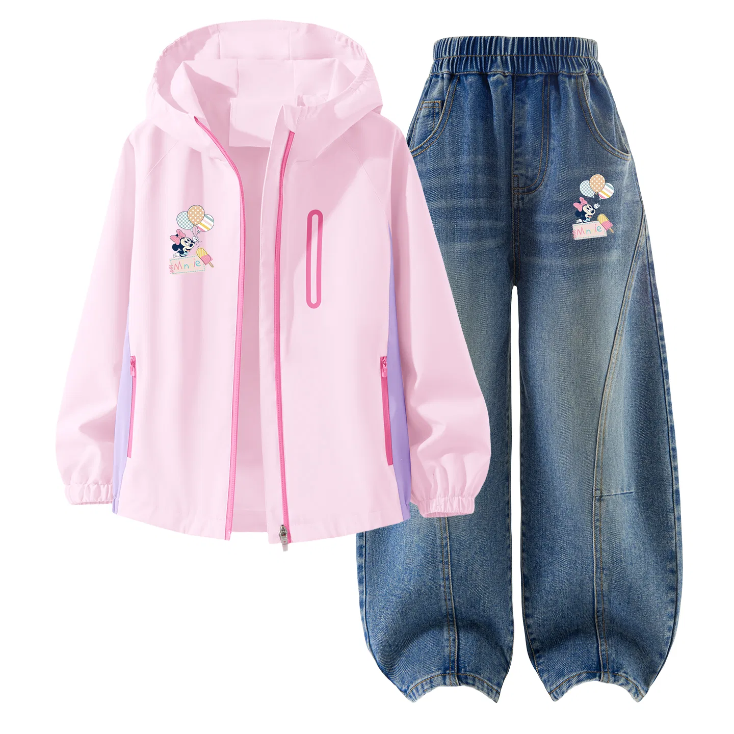 Детский спортивный комплект с капюшоном Silicone Balloons Disney, Silicone Balloons K_Left Light Baby Pink+Balloons K Denim Blue