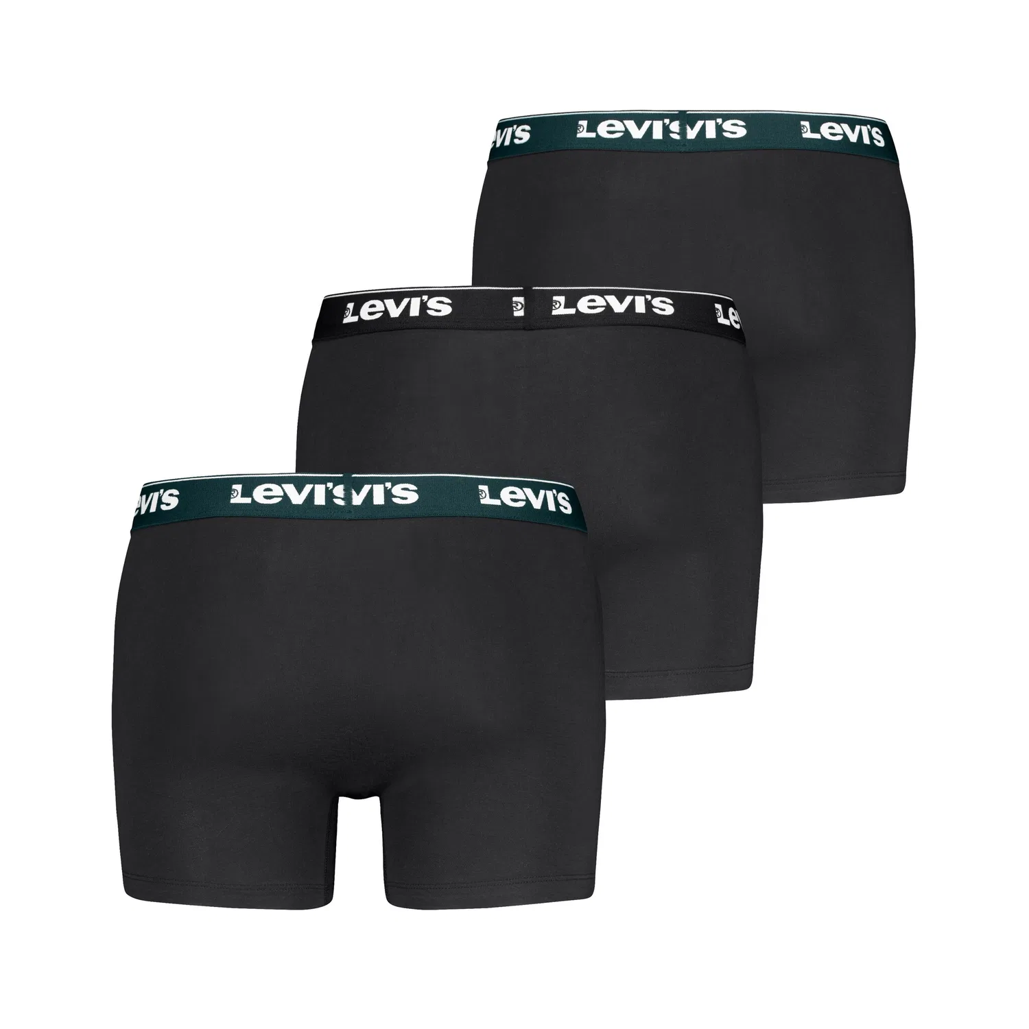 Мужские боксеры с повторяющимся логотипом Levi's, Black/Green Combo — фото 2