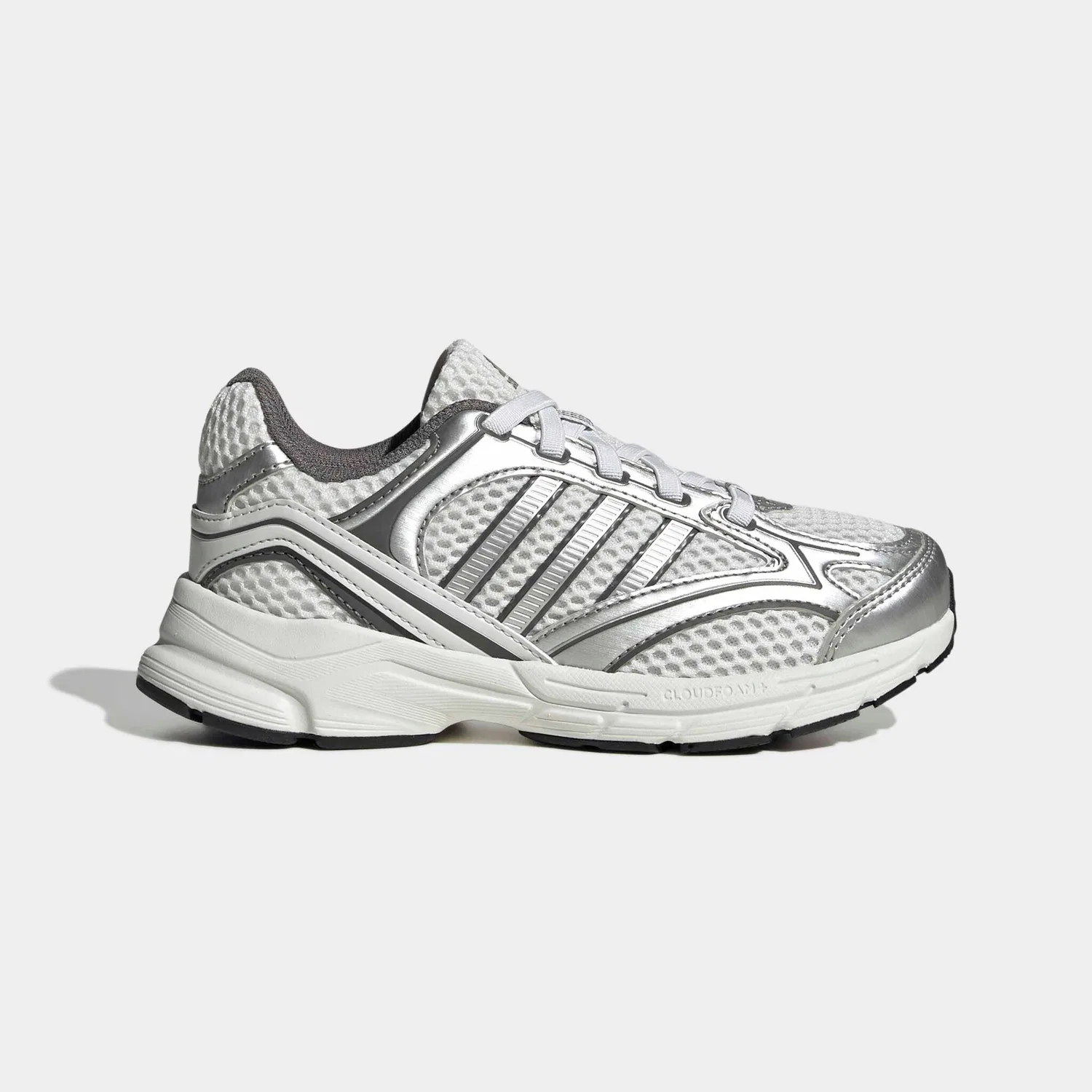 Детские кроссовки с эластичной шнуровкой Adidas Sportswear, Crystal White/Silver Metallic/Grey Four — фото 2