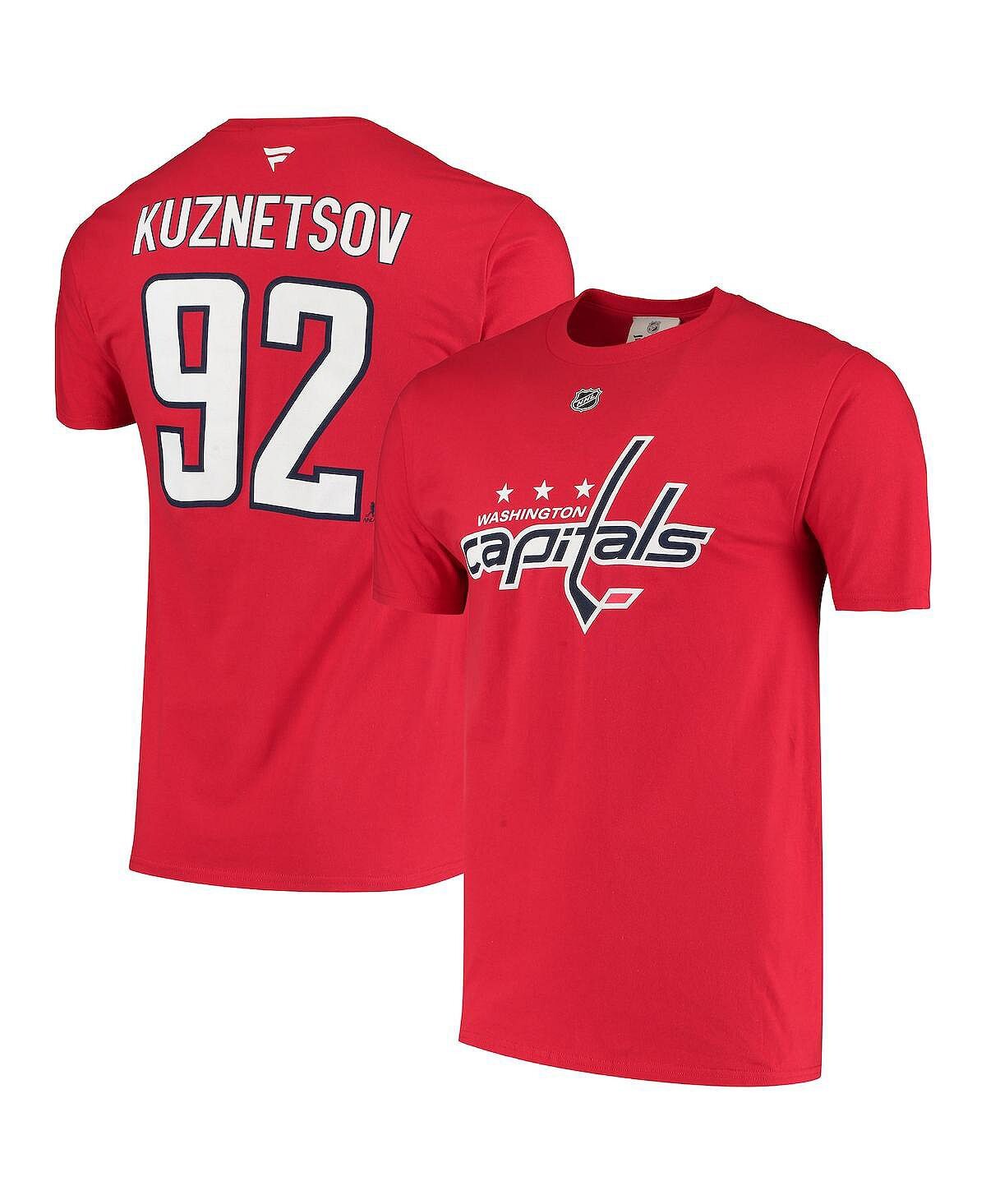 

Мужская фирменная футболка evgeny kuznetsov red washington capitals с именем и номером Fanatics, красный