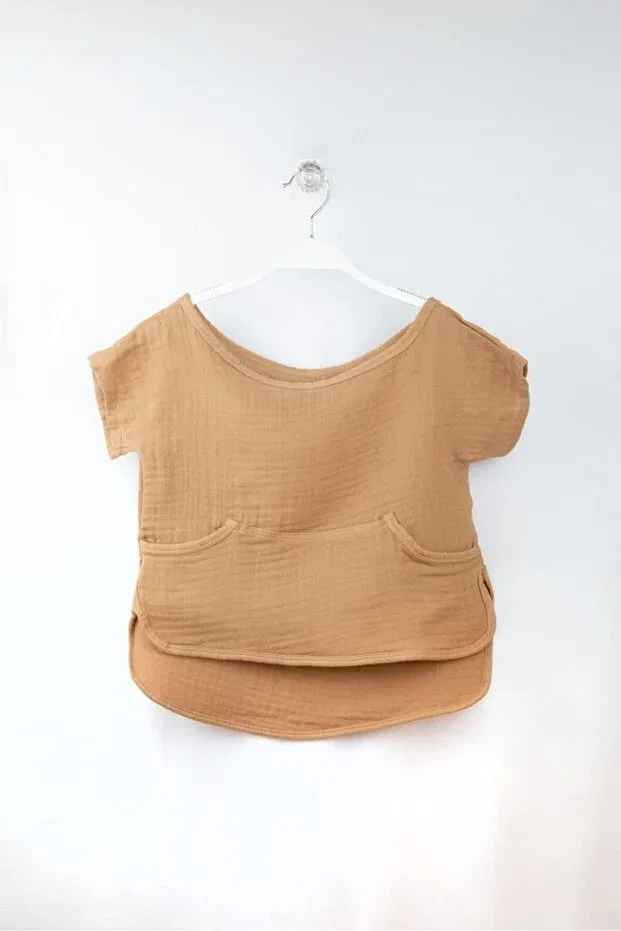 Детская хлопковое футболка с коротким рукавом Bondilolly, Camel