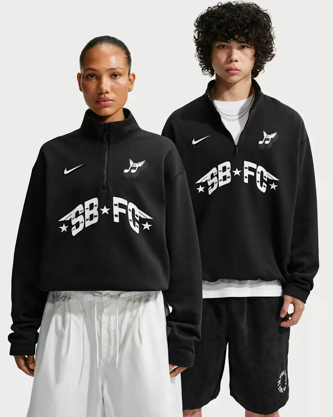Толстовка Skate с круглым вырезом и молнией до середины груди из флиса Nike SB, Black