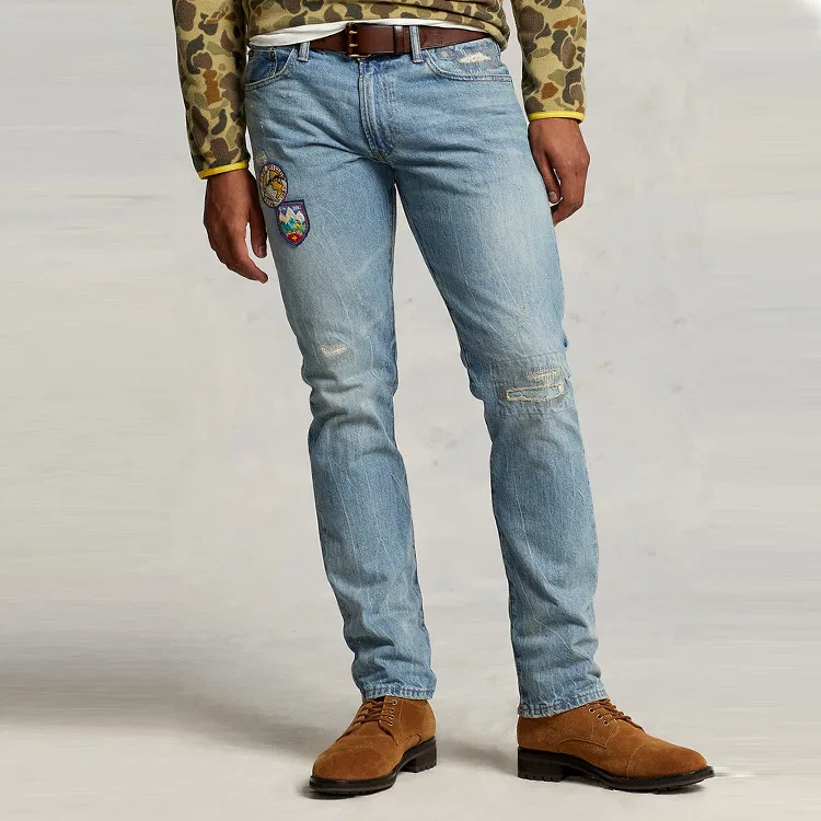 Мужские джинсы Slim Fit прямого кроя FW22 Jeans Slim Fit Straight Leg Polo Ralph Lauren, Blue — фото 4