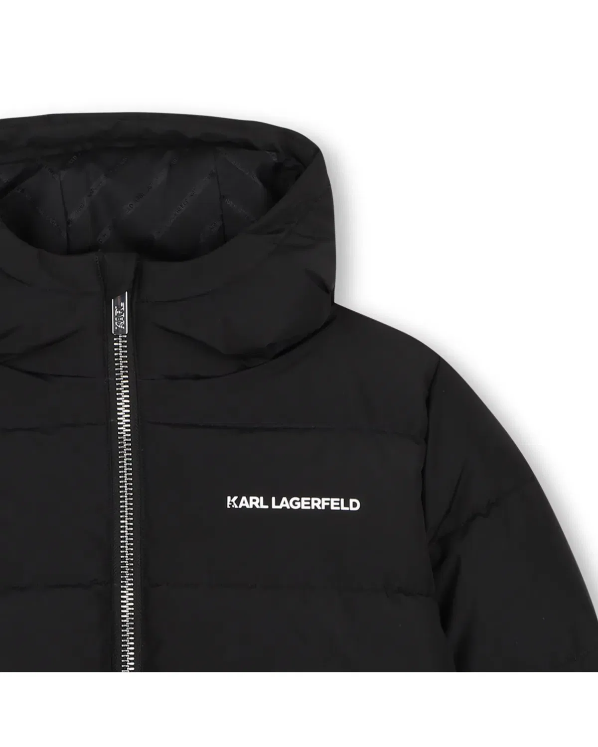 Детская куртка-пуховик для мальчиков с принтом Karl Lagerfeld Kids, Negro — фото 2