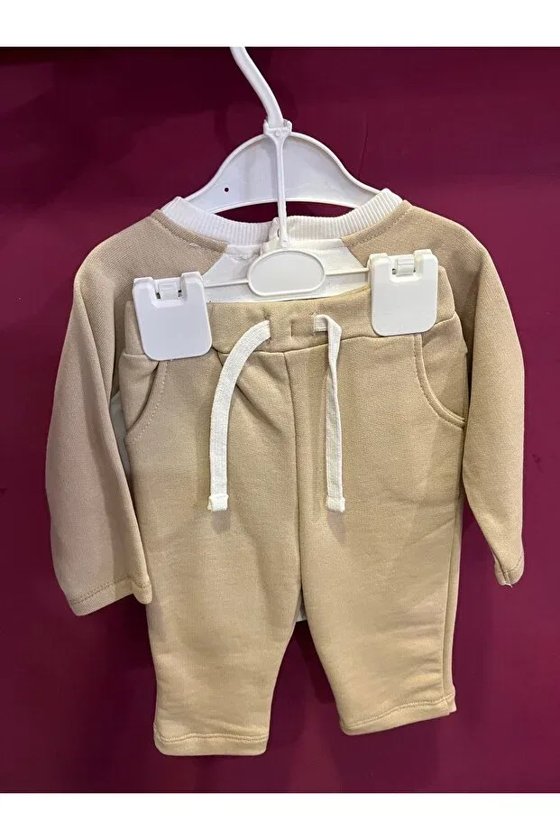 Детский комплект свитшот-брюки с вышивкой мордочки собаки Dog face embroidered tracksuit set Baby Pjs, Çok Renkli — фото 2