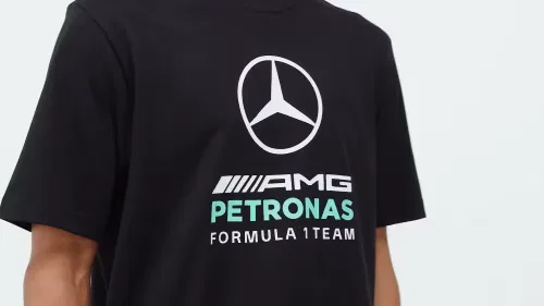 Мужская футболка с вышитым логотипом Mercedes - AMG Petronas Formula 1 Team DNA Graphic Adidas Performance, черный/semi mint rush — фото 2