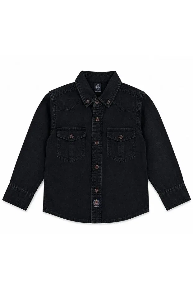 Детская рубашка для мальчиков с длинным рукавом Dgs Kids, Black — фото 4