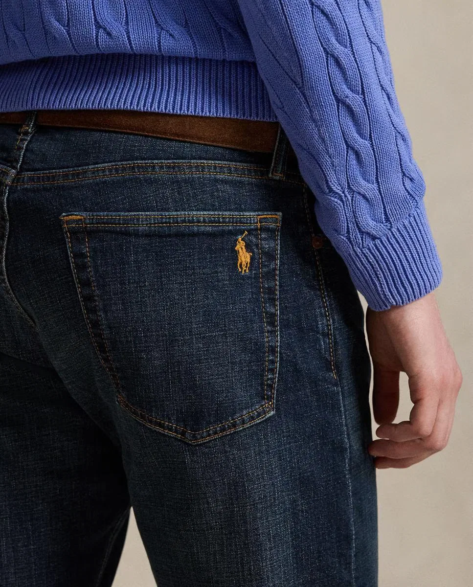 Мужские джинсы, Elásticos Murphy Stretch Straight Fit, Polo Ralph Lauren, Azul índigo — фото 4