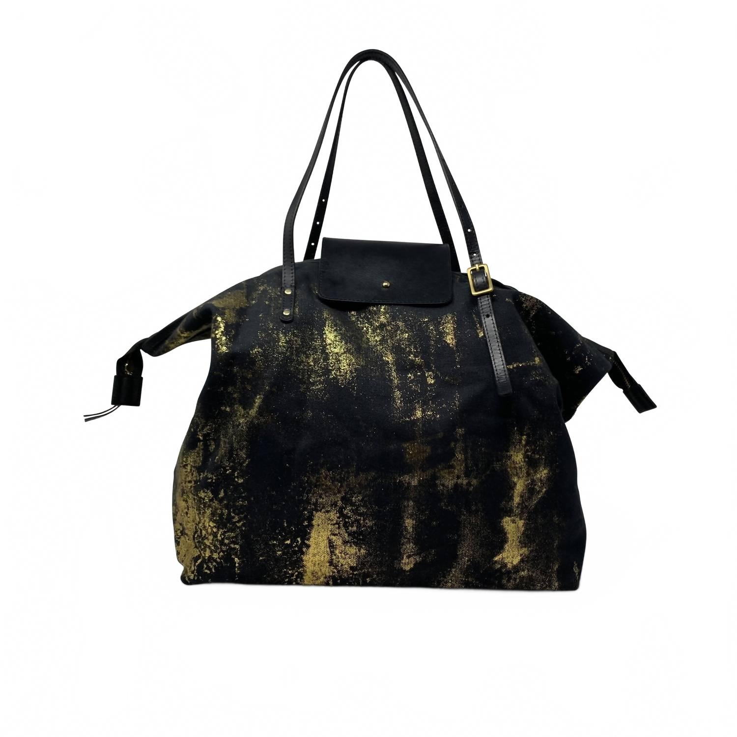 

KEMPTON & Co. Складная сумка-поло с эффектом брызг краски, черно-золотая