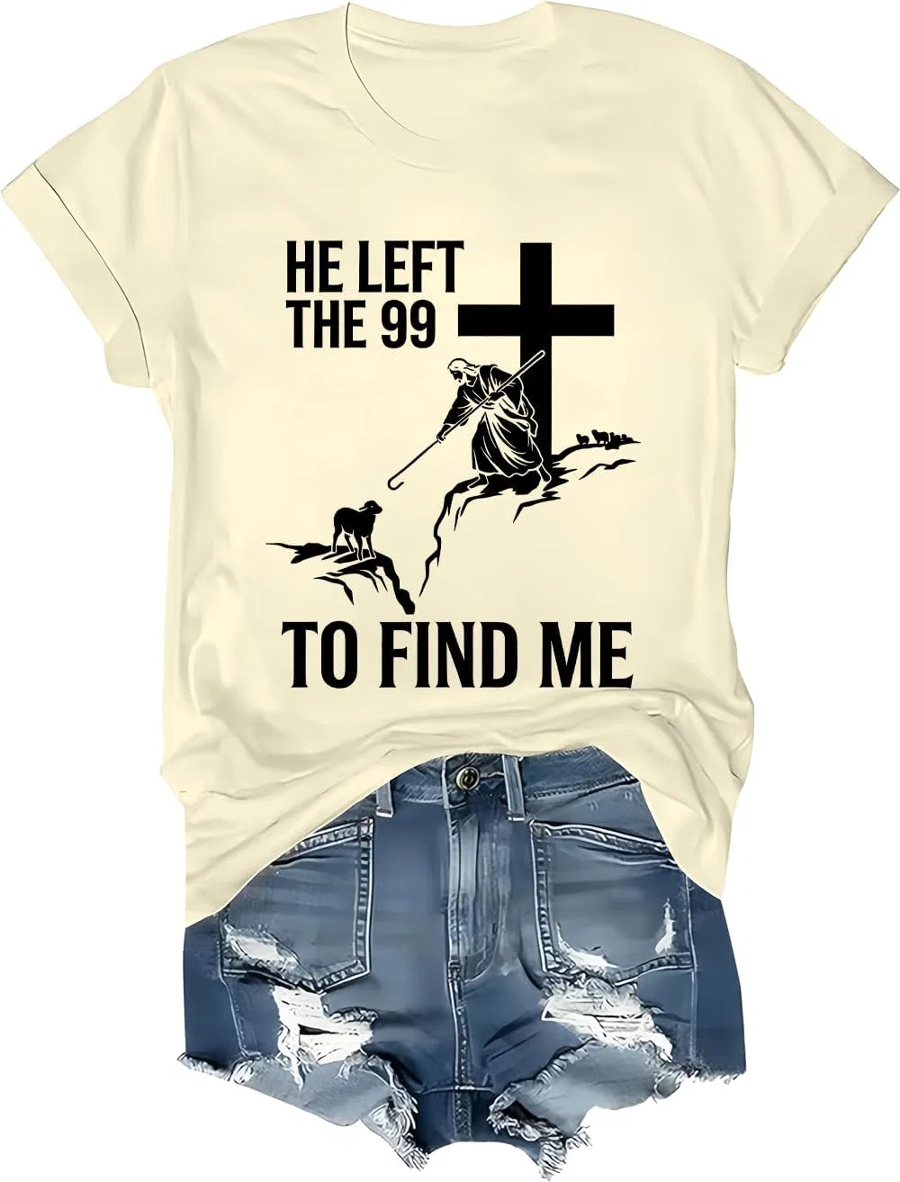 Футболка с принтом He Left The 99 to Find Me, Apricot