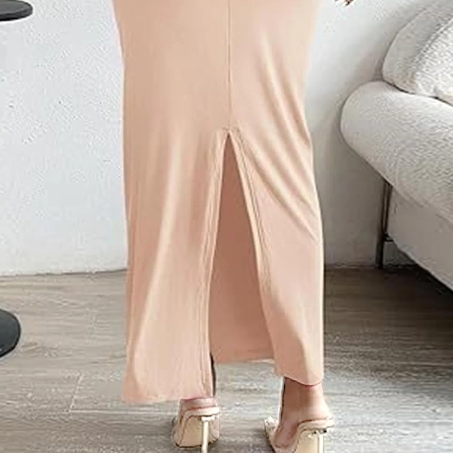 Женское облегающее платье с драпировкой Ruched Bodycon, Apricot — фото 3