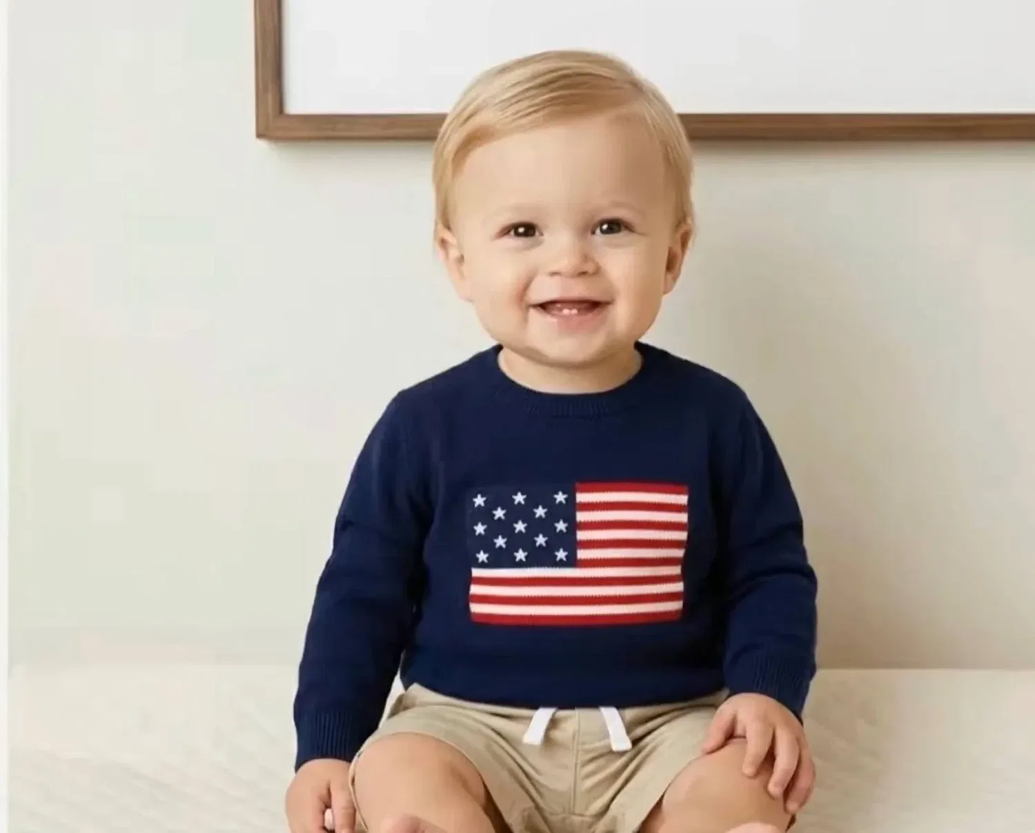 Детский свитер с принтом флага США Usa Sweater ME & HENRY, темно-синий — фото 2