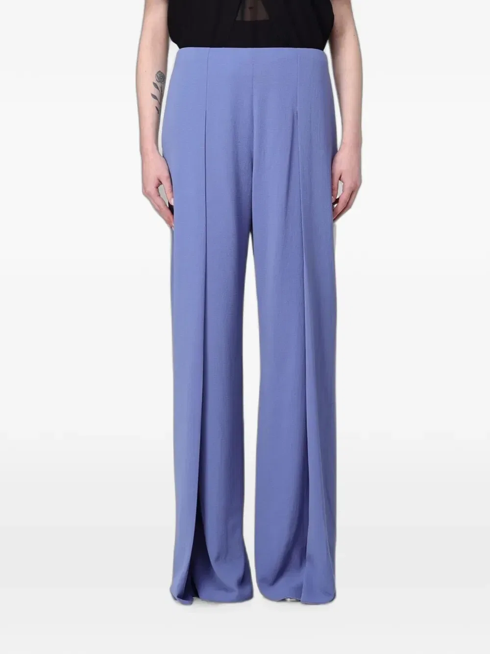 Брюки палаццо из креповой ткани Emporio Armani, синий
