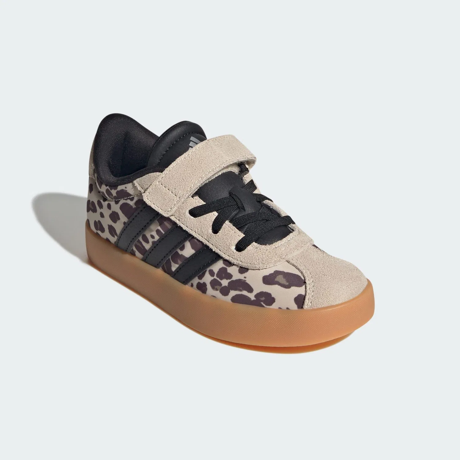 Детские кроссовки на липучке VL Court 3.0 Adidas, Creamfarben Schwarz Khaki — фото 4