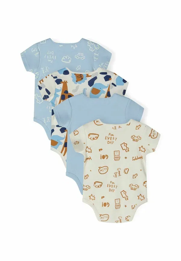 Боди с коротким рукавом, хлопок, 4 pack short sleeve - body, Minoti, Light Blue White, белый/светло-голубой — фото 3