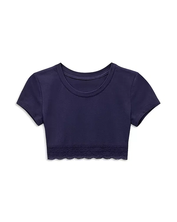 Детский топ для девочек с кружевным низом укороченный KatieJ NYC, Evening Blue
