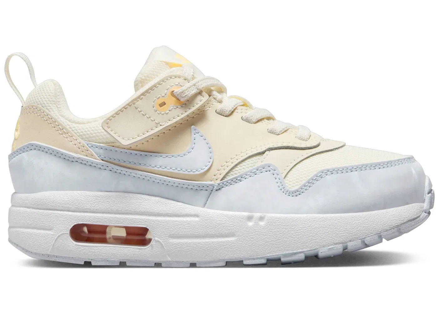 Детские кроссовки с системой EasyOn Nike Air Max 1 EasyOn, Pale Ivory Melon Tint White Football Grey