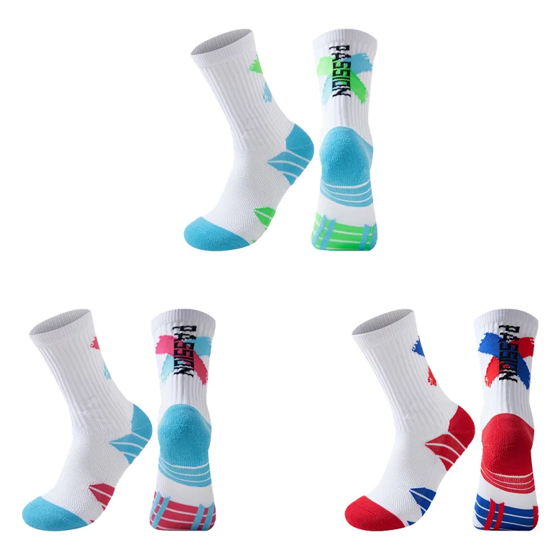 Детские баскетбольные носки, набор из 3 пар, 3 Pack[Blue Green+Blue Pink+Red Blue], PLANDOO