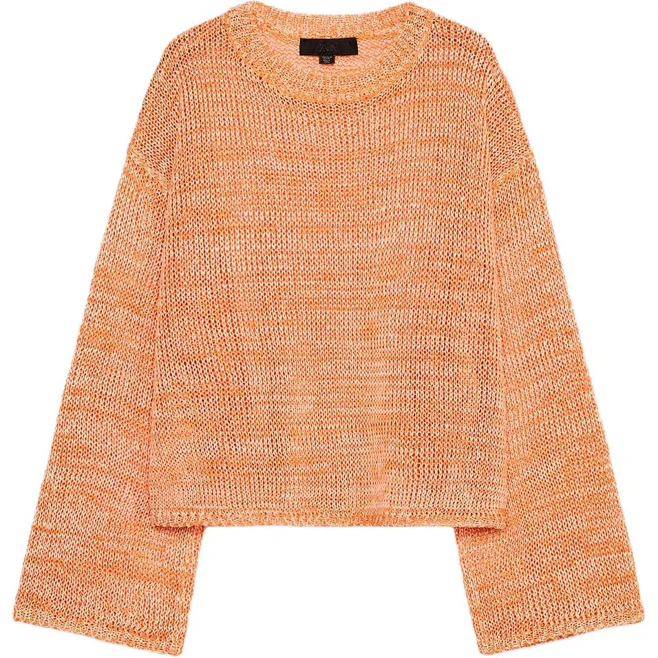 Женский тонкий трикотажный свитер с лодочкой Orange ZARA, Orange