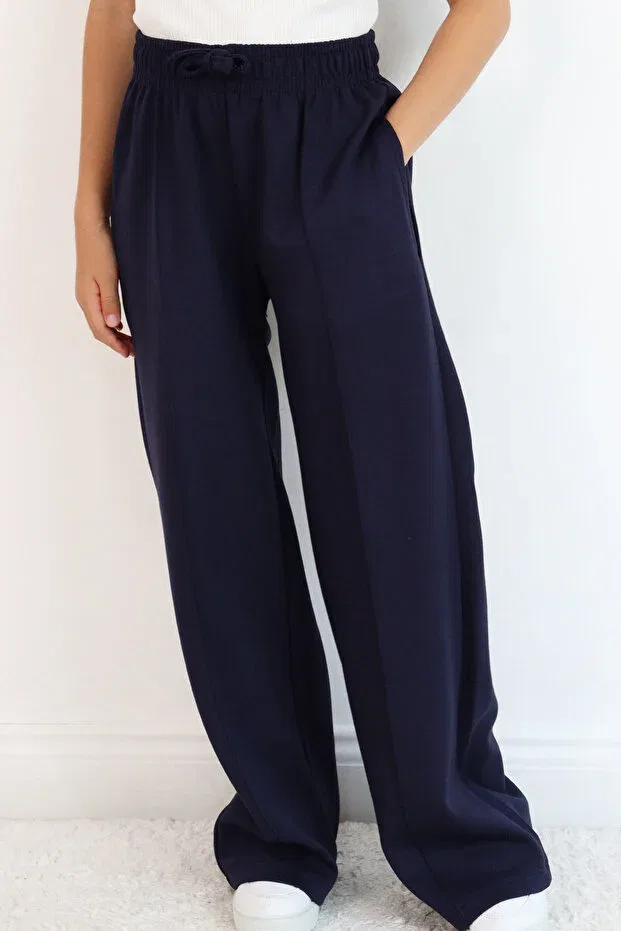 Детские спортивные штаны для девочек с широкими штанинами Breeze, Navy Blue