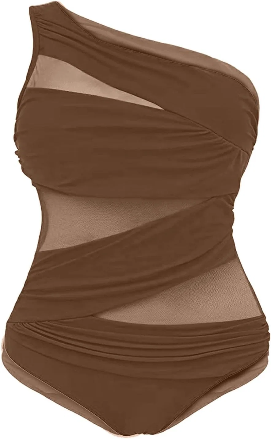 Женский цельнокроеный купальник с контролем живота Generic, Coffee — фото 3
