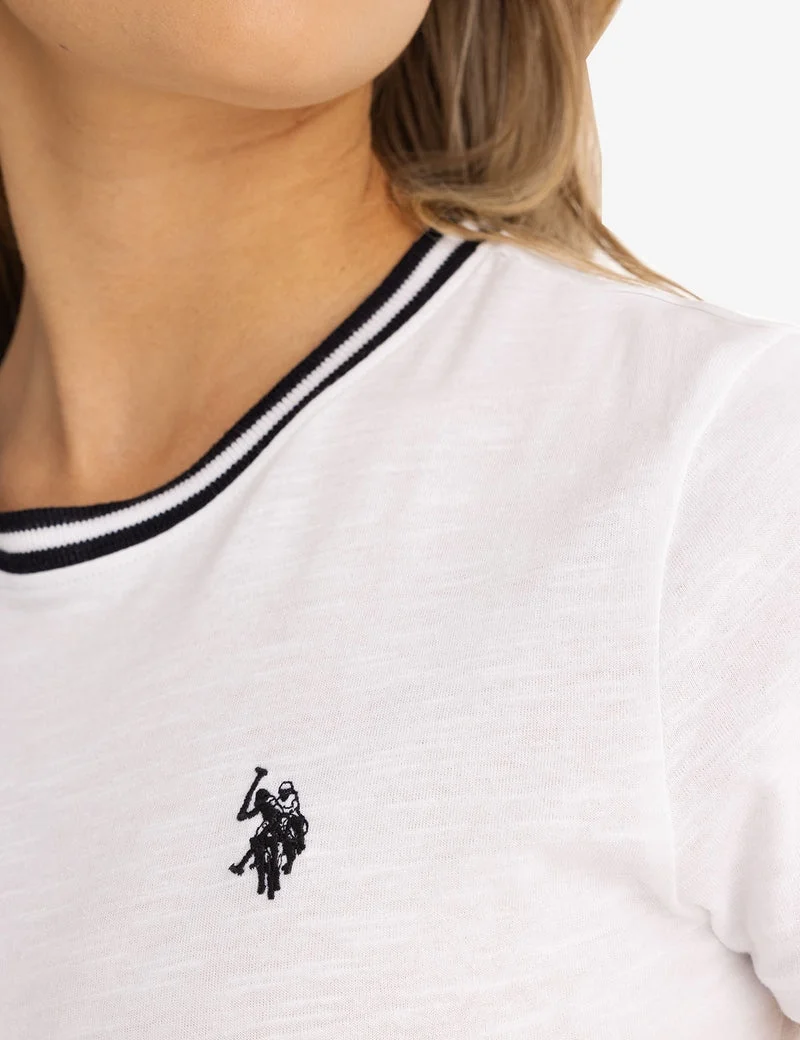 Женская футболка U.S. Polo Assn. Ringer Neck Trim , белый — фото 4