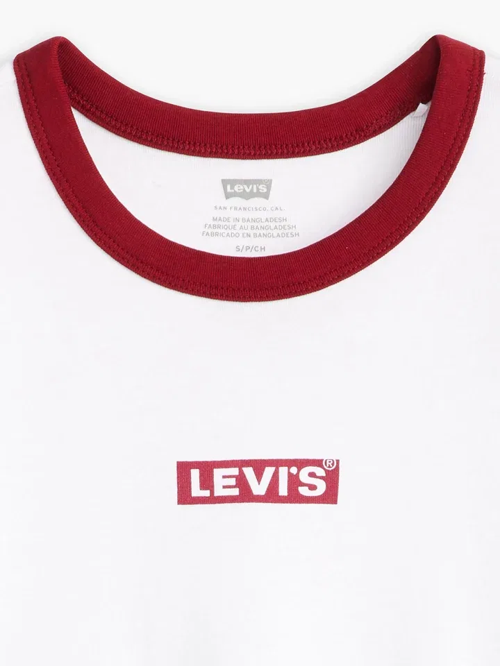 Женская укороченная футболка с логотипом Levi's, White/Red — фото 4