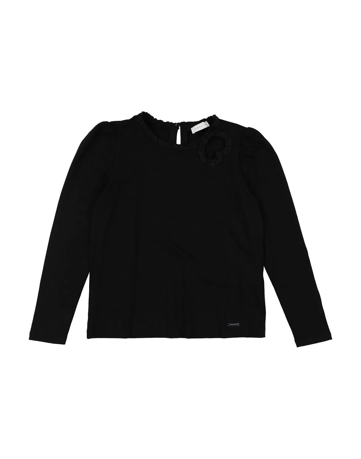 Футболка с рюшами Long Sleeve Button Front Monnalisa, черный