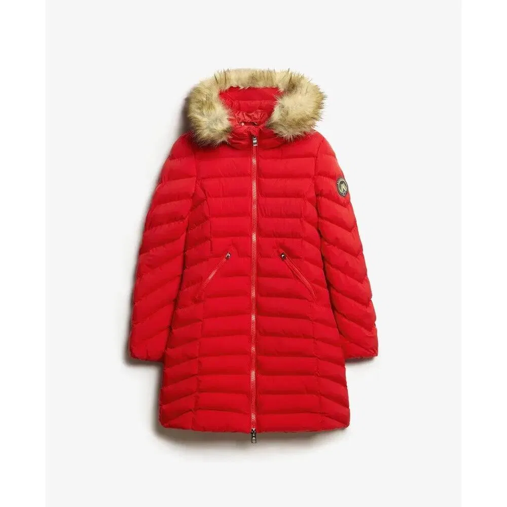 Женская удлиненная стеганая куртка с капюшоном Fuji Superdry, Rot