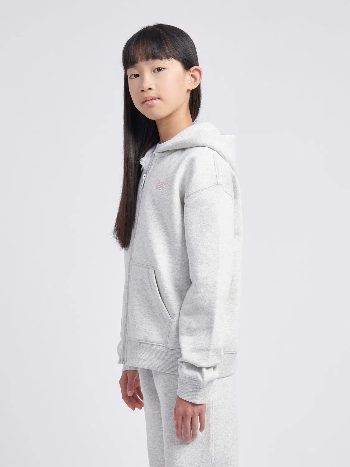 Толстовка на молнии с капюшоном Brush Back New Balance, серая — фото 2