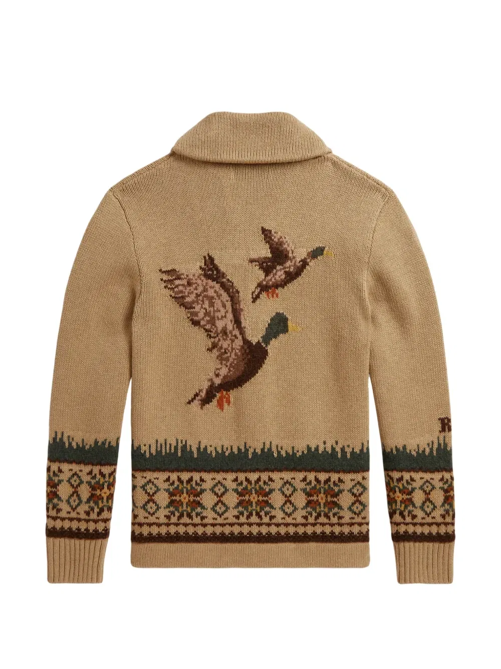 Кардиган с воротником-шалькой Polo Ralph Lauren Kids, коричневый — фото 2
