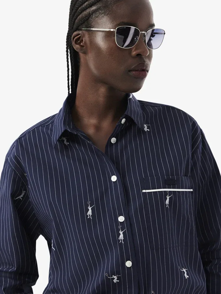 Рубашка LACOSTE Navy с вышивкой поло — фото 2