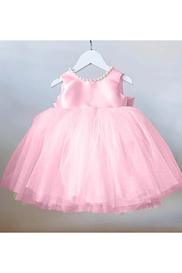 Детское платье для девочек с воротником и жемчугом Madyabutik, Candy Pink