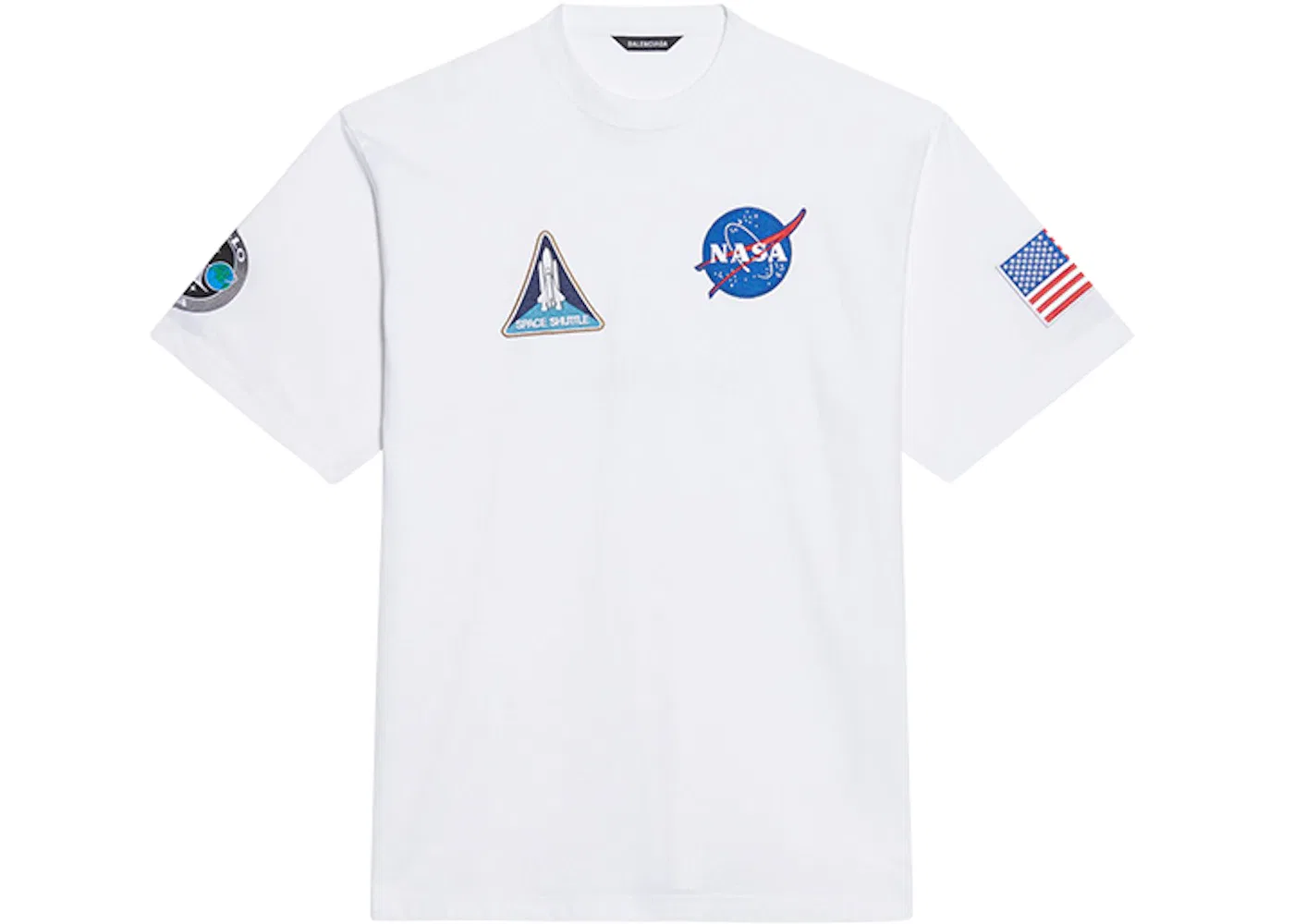 Женская футболка с принтом NASA Space Multi-Patch Balenciaga, White