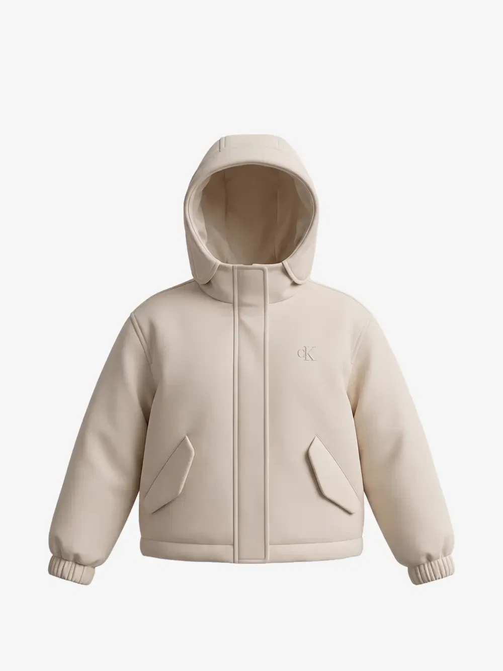 Куртка с капюшоном и вышитым логотипом Calvin Klein Kids, бежевый