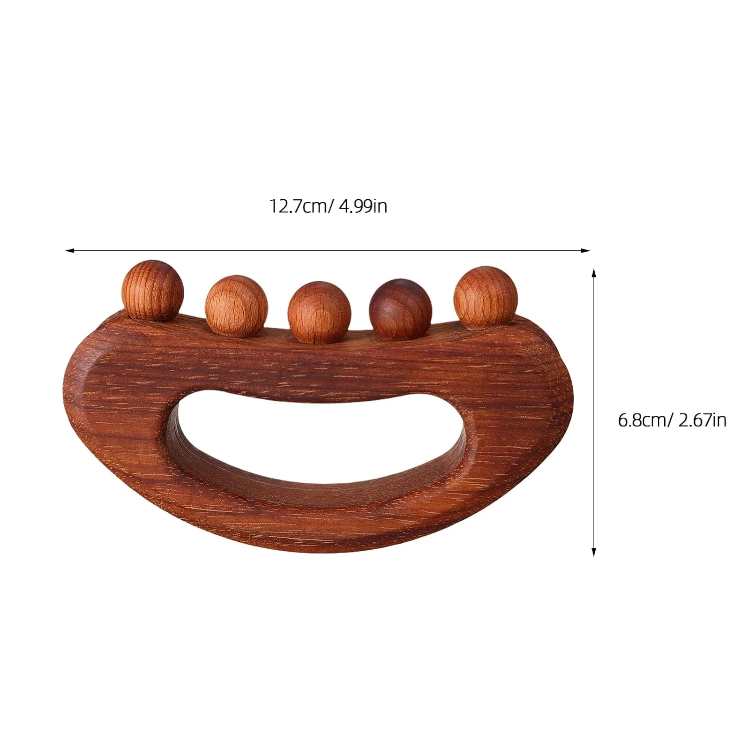 Gua Sha скребок из карбонизированного бука, 5 шариков, POPETPOP, 12.7x6.8x2.7 см, Светло-коричневый — фото 2