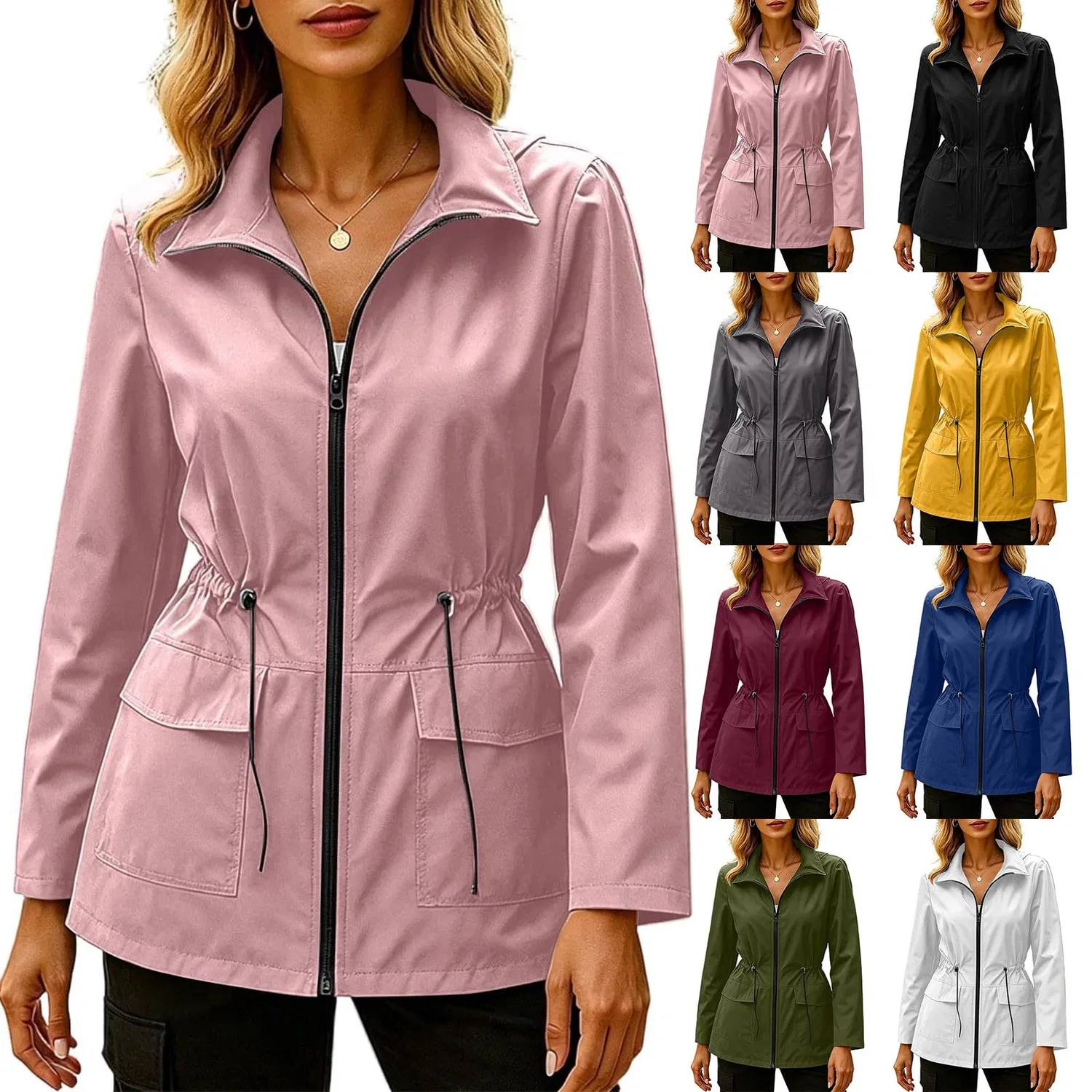 Женское дождевик легкий с длинным рукавом, rosa