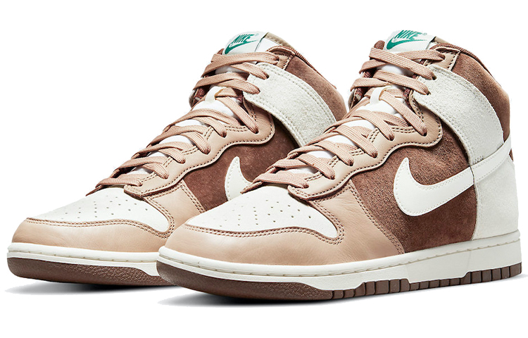 Кроссовки Nike Dunk High, коричневый/белый — фото 3