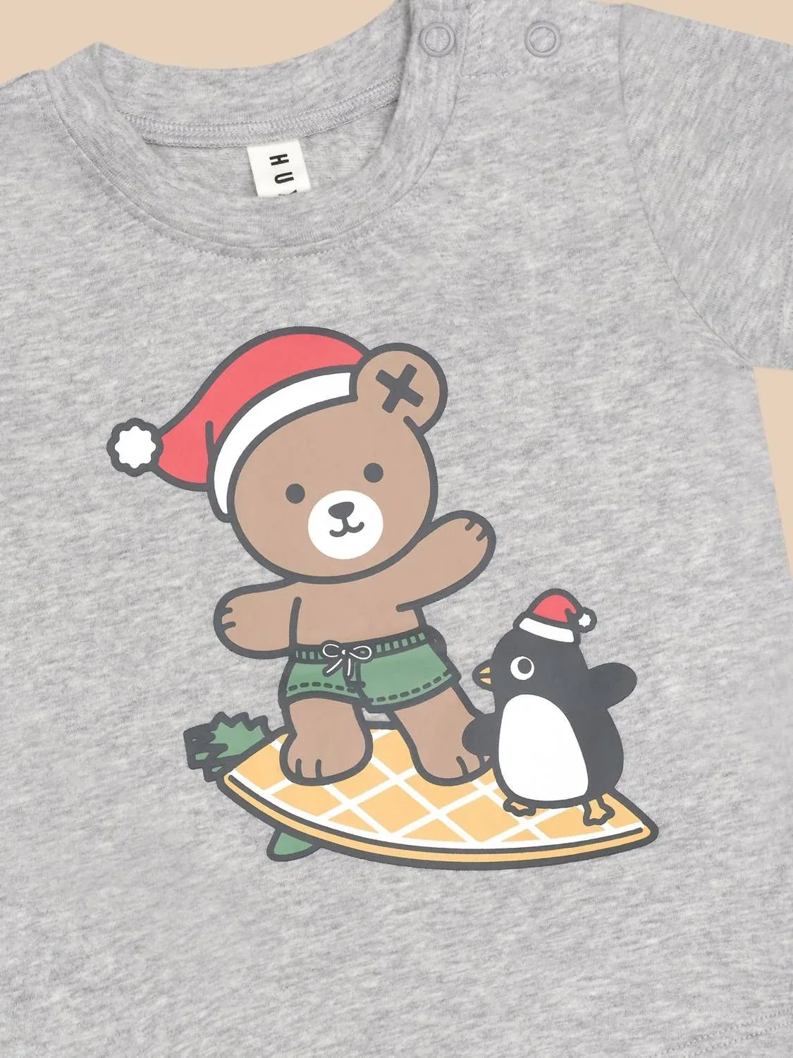 Детская футболка для мальчиков с коротким рукавом и принтом Surfn' Festive Hux Huxbaby, серый — фото 4