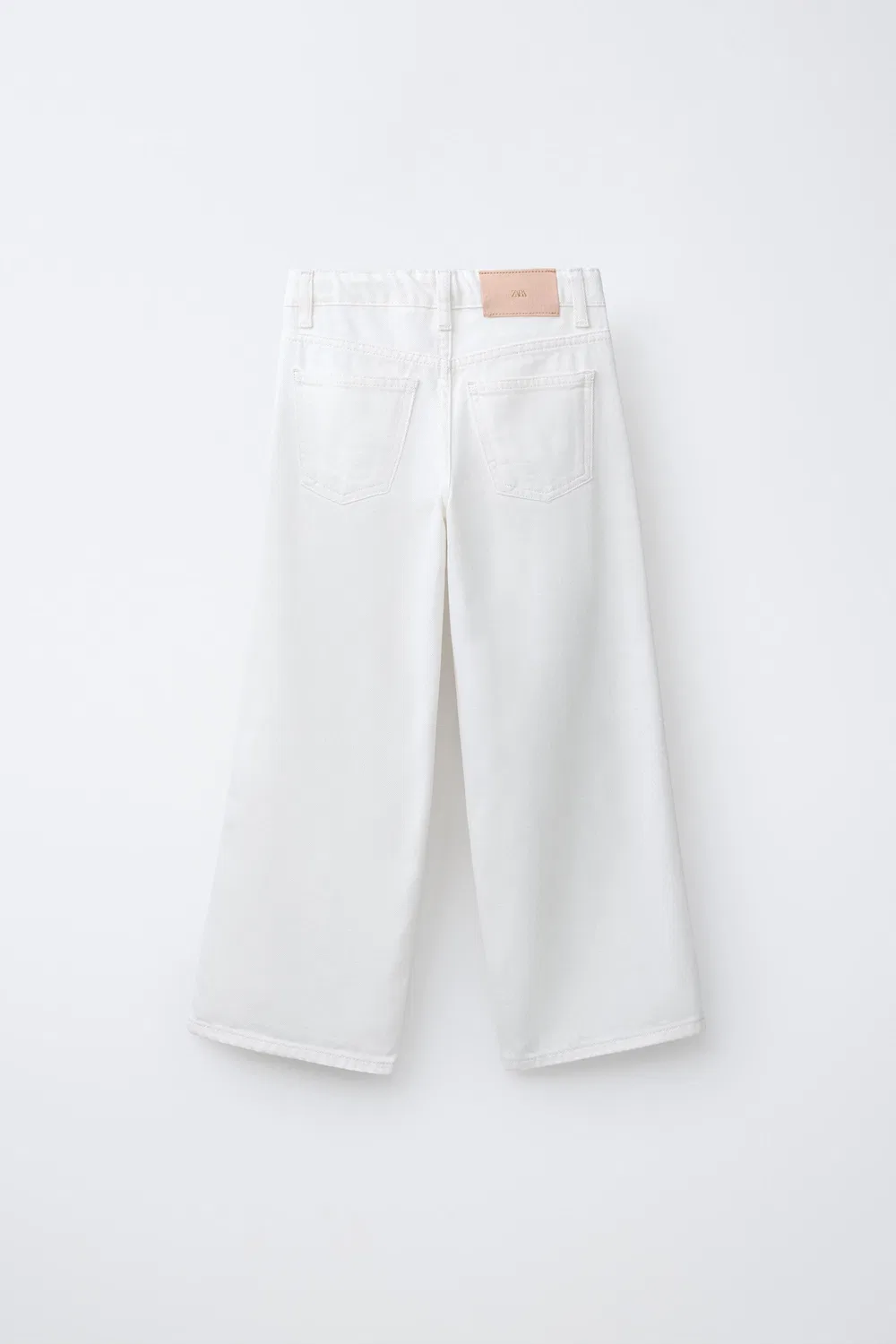 Джинсы с широкими штанинами и вязаными цветами ZARA, White — фото 2