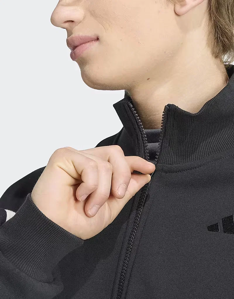 Куртка спортивная Kit 3-Stripes Adidas Performance, черный/нежно-белый — фото 4