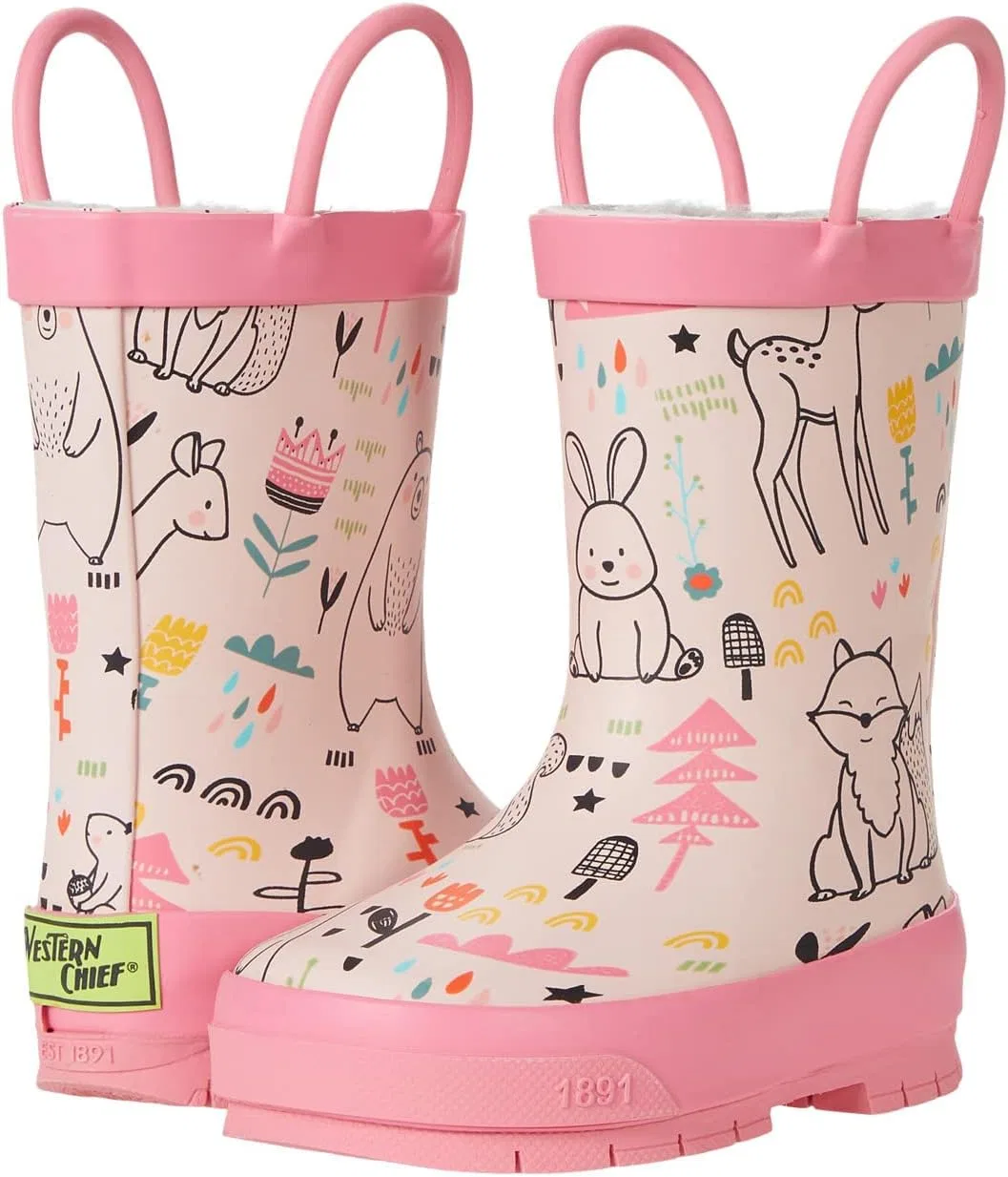 Детские сапоги для девочек с принтом Forest Doodle Tread Loop Western Chief, Cream