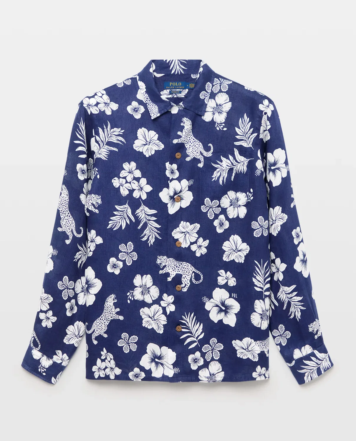 Мужская рубашка из льна с принтом Polo Ralph Lauren, Azul Cobalto — фото 4