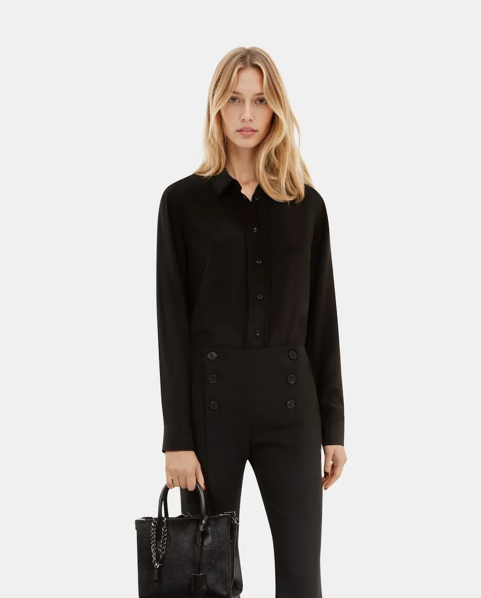 

Женская шелковая рубашка прямого покроя The Kooples, черный