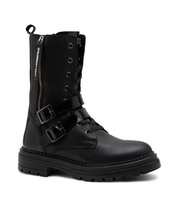 Детские ботинки из кожи для девочек Karl Lagerfeld Kids, черный