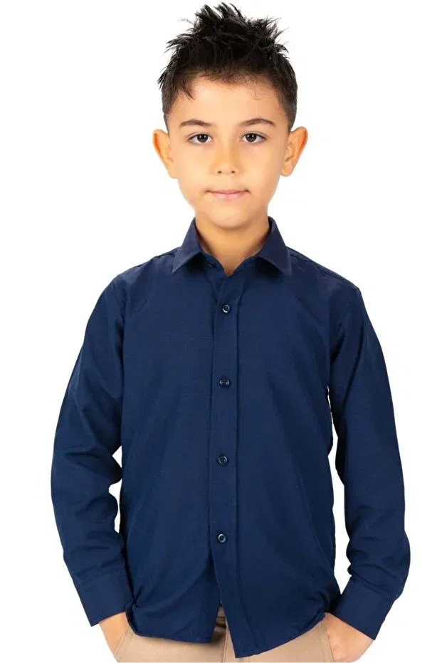 Детская рубашка для мальчиков с длинным рукавом Mnk Baby&Kids, Navy Blue