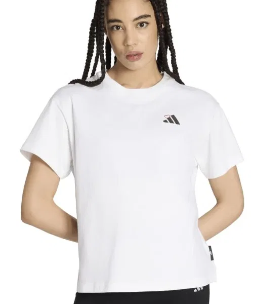Женская футболка с принтом Embroidery Pack Loose Graphic T-Shirt Adidas, Top Grey — фото 2
