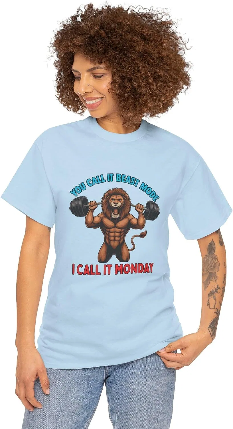 Футболка с принтом льва Beast Mode Gym, Light Blue — фото 2